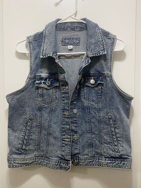 Maurices Light Blue Denim Jacket Vest